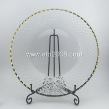 Clear glass plate dinner with gold rim(1)